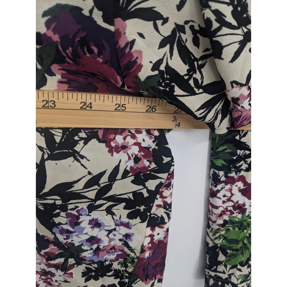 J Jill Blouse Womens 3X Purple Ivory Floral Long Sleeve Tunic Top Button Up - Picture 7 of 8